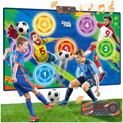 Electronic Soccer Game Toy Set for Kids, Soccer Trainer, Soccer Ball Game Outdoor Indoor Soccer Training Game with Scoring, 2 Soccer & 3 Modes, Soccer Robot Toys Gifts for 3-12 Years Old Boys Girls