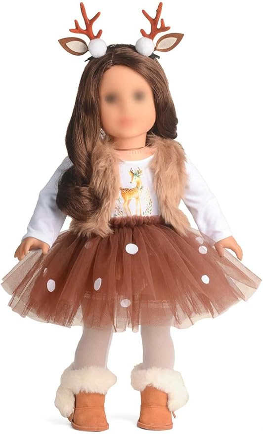 18 Inches Doll Clothes Christmas Deer Costume Tutu Dress fits 18 Inch Doll