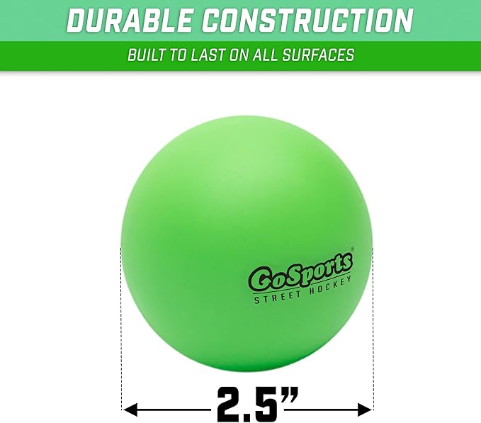 GoSports Street Hockey - Choose Between Street Hockey Goal Set with Sticks, Street Hockey Balls (6 Pack) or Street Hockey Sticks (2 Pack)