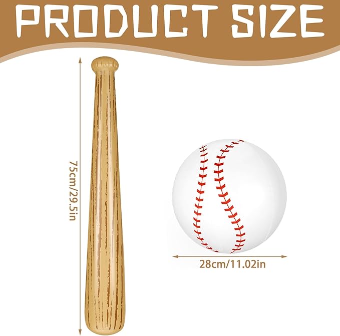 Lewtemi 3 Pcs Set of Inflatable Baseball Bat Beach Ball Including 2 Inflatable Baseball Bat and Beach Pool Ball, Halloween Party Favors for Pool(Modern Color)