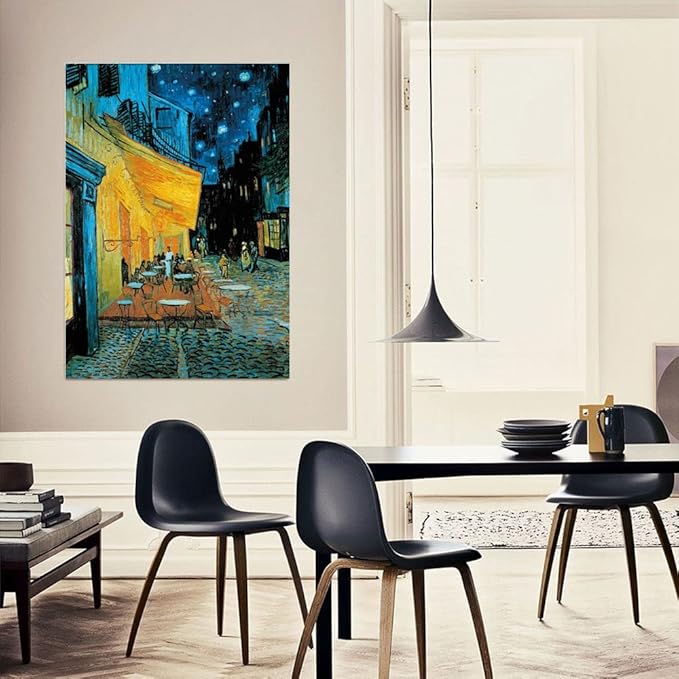 Anguis 1000 Piece Jigsaw Puzzle for Adults - Cafe Terrace at Night by Vincent Van Gogh - 27.56 x 19.69 Inch - Premium Linen, Cardboard, Portable, Educational