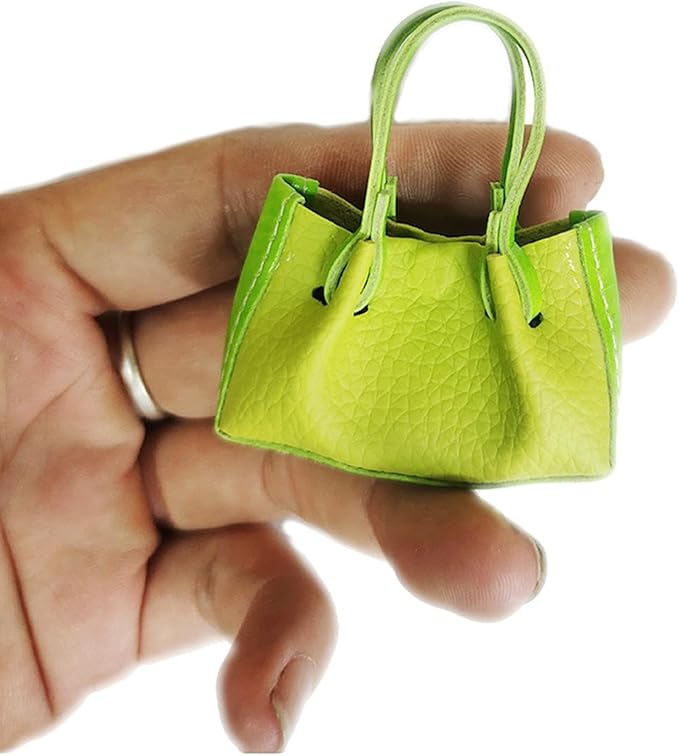 Amagogo 1:12 Scale Fashion Handbag, Pretend Play Toy Ornaments, Models DIY Gift Scenery Supplies, Doll Accessories Scene, Yellow Green