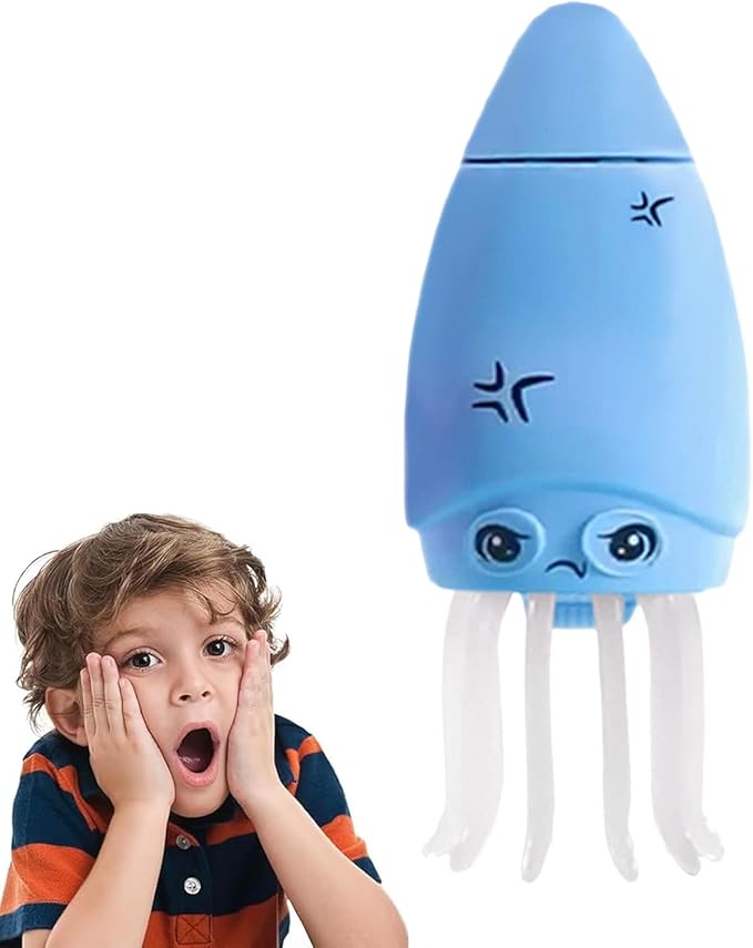Fake Squid - Fluorescent Ejecttoy, Interactive Desk Prank, Long Lasting Novelty Fun Gadget | Portable Funny Tricky Play Gag Joke Kids Adults Classroom Stress Relieef Amusement Practical Humortoy