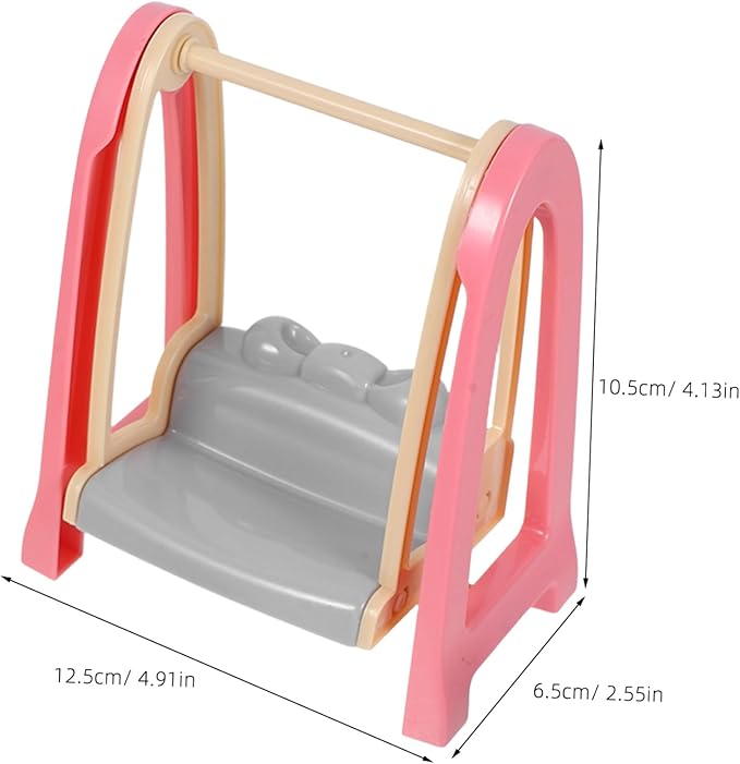HANABASS Doll House Accessories Miniature Slide Swing and Wooden Horse Playground Set for Dollhouse Decor and Kids Imaginative Play