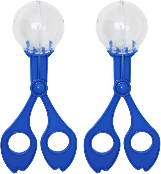 Jowxsx 2Pcs Blue Fine Motor Skill Tool, Hand-Eye Coordination Plastic Scissor Clamp Small Butterfly Clip, Scoopers for Teen Nature Exploration Observation for Sports and Outdoor Play