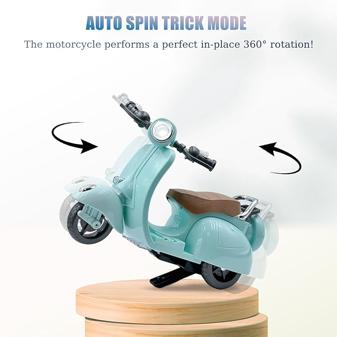 Electric Doll Scooter for 17cm Doll,Funny Doll Accessories with Music and Lights, 360° Rotatable Plastic Scooter Decoration Batteries Not Included (Blue)