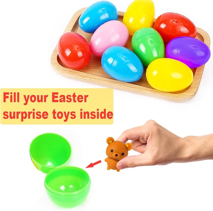 UMEELR 150PCS Plastic Easter Eggs, 2.4" Empty Eggs Fillable, Colorful Bright Egg Bulks for Easter Hunt Party Favor, Basket Stuffers Fillers, Filling Treats