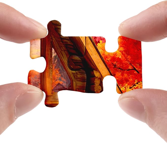 Fall Autumn Landscape Puzzle for Adults 1000 Pieces Nature, Colorful Cozy Jigsaw Puzzle, Cat Puppy Flower Bird Puzzle