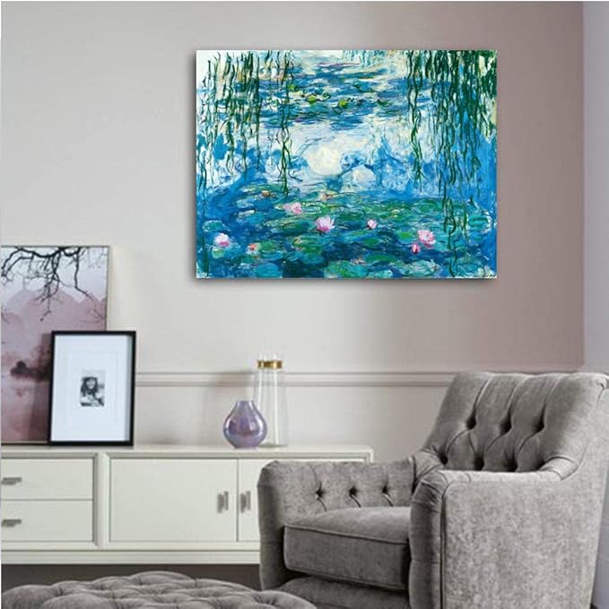 Jigsaw Puzzles for Adults 1000 Piece Waterlilies by Claude Monet 27.56 x 19.69 Inch Puzzles for Adult Educational Game Reduce Pressure Challenge Toy Monet Puzzles 1000 Pieces for Adult