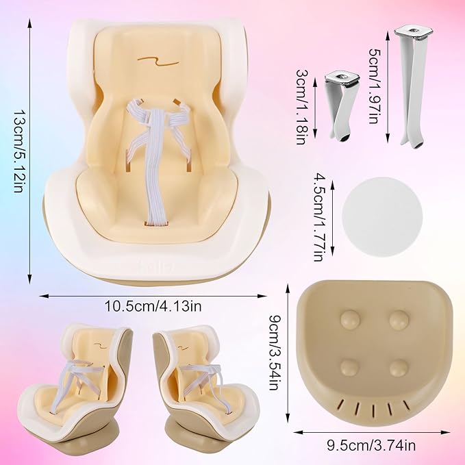 Doll Car Seat for 17cm/6.69in Dolls with Air Vent Clip & Desktop Stand, Cute Stylish Car Ornament Decorative Desktop Display Accessory for Anime & Toy Collectors
