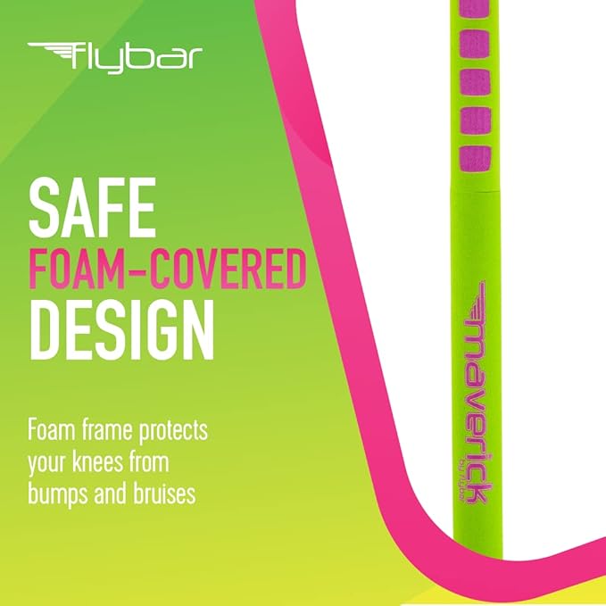 Flybar Limited Edition Foam Maverick Pogo Stick for Kids - Two New Rubber Hand Grips (Lime/Purple)