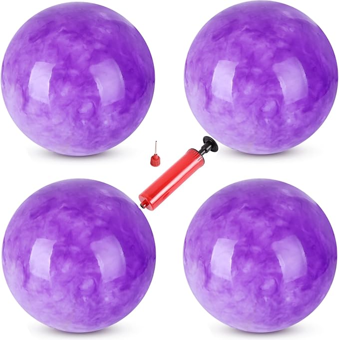 4 Pcs Playground Balls with Pump, 9 inch Inflatable Bouncy Balls for Kids, School, Beach, Kickball DodgeBalls and Indoor Outdoor Plays