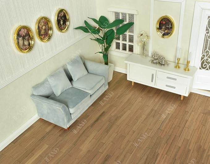 iLAND Dollhouse Flooring 17”x11” 2pcs, Miniature Dollhouse Accessories fit Dollhouse Furniture on 1:12 Scale and 1:6 sacle (Classic Walnut)