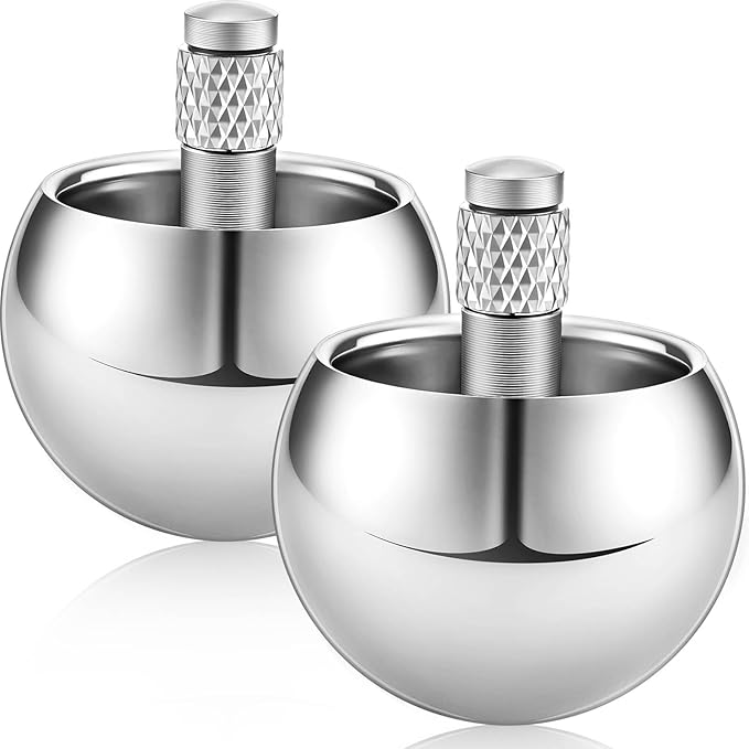 Skylety 2 Pieces Metal Spinning Top Aluminum Flip Over Top Spinner Gyroscope Stainless Steel Toy for Adults Kill Time Stress Anxiety Gift(Silver)