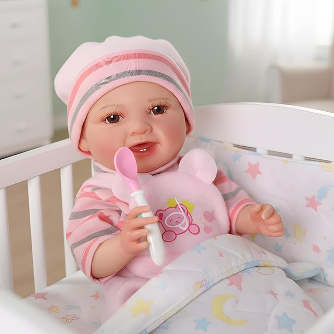 BABESIDE Baby Doll Girl - 10-Inch Realistic Baby Dolls with Magic Feeding Bottle Real Life Vinyl Toy Gift for 3+ 4 5 6 Years, Ideal for Birthday, Pretend Play, Christmas