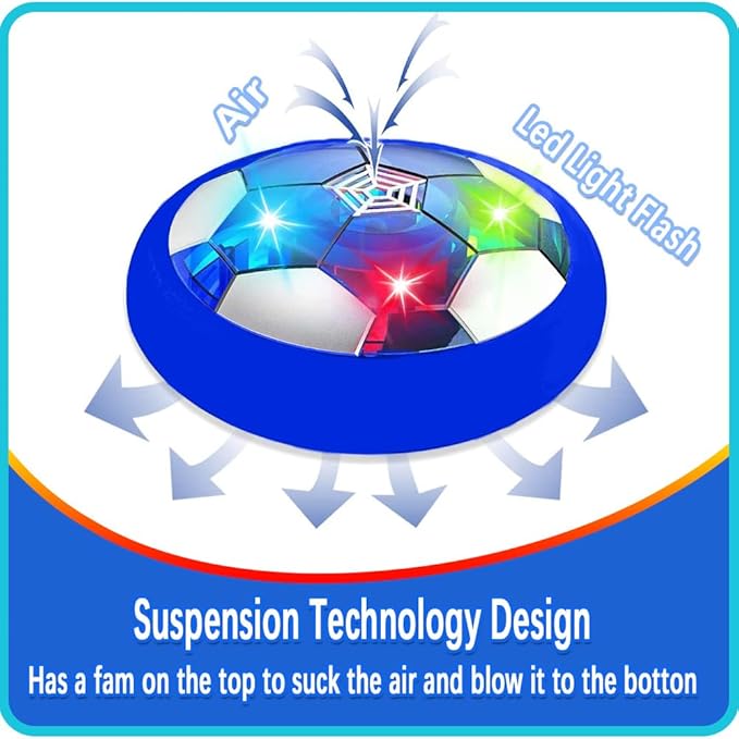JRD&BS WINL Light Up LED Hover Soccer Ball Toys for Kids - Indoor Air Soccer Floating Training Ball with Glowing LED, Gift for Boys and Children, Blue