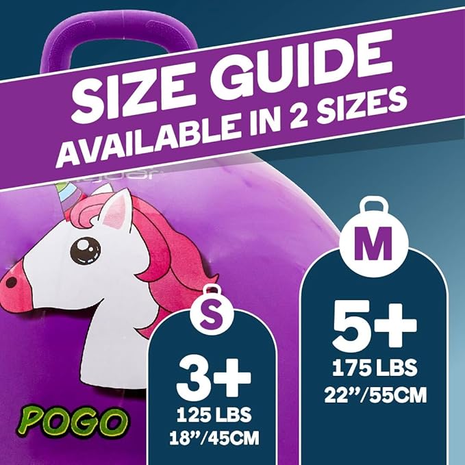 Flybar Hopper Ball for Kids, Inflatable Bouncy Ride-On Ball w/ Handle for Indoor & Outdoor Active Play, Includes Pump, Jump Ball Toy for Boys & Girls, Supports Up to 165 lbs, Ages 3+, 18-Inch, Small
