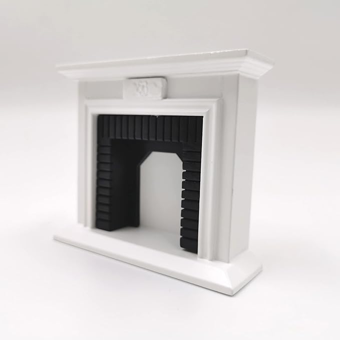 Dollhouse Decoration Accessories,1:12 Dollhouse Miniature Furniture Room Wooden Vintage Black White Fireplace