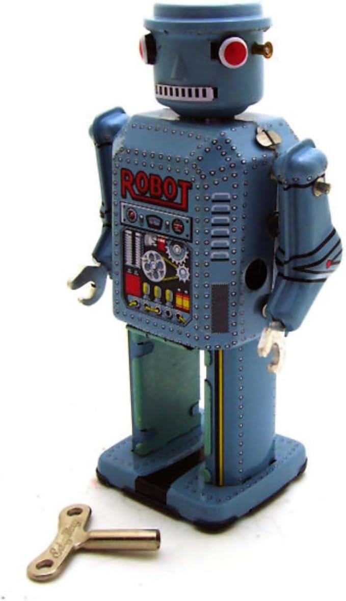 Charmgle Big Eyed Robot Tin Toy Wind-up Walking Robot Adult Collection Retro Toy Party Favor Home Decoration MS416