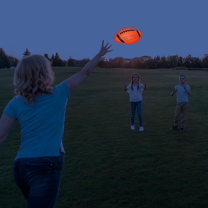 Glow in The Dark Football, Light Up Football, Junior NO 6 - Birthday Easter Stuffers Gifts for Boys Kids Teen Youth 8 9 10 11 12 Year Old, Catch Games in Backyard Camping Beach Outdoor (Orange+Black)