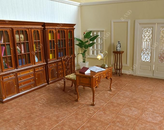 iLAND Dollhouse Flooring on 1/12 Scale 1/6 Scale, Miniature Dollhouse Accessories, 30pcs Double-Sided Dollhouse Floor Tiles (Classical Inlays & Marbling Pattern)