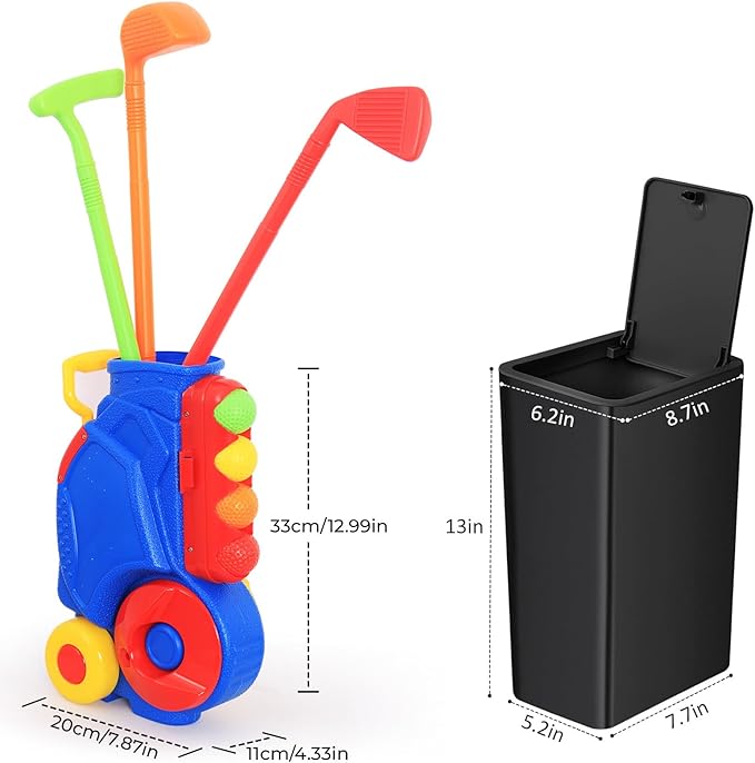 Nattork Toddler Golf Set for Boys Girls Aged 1 2 3 Years Old, Upgraded Kids Golf Cart with 4 Clubs & 12 Balls, Outdoor Indoor Sports Toy Birthday Gift, Blue
