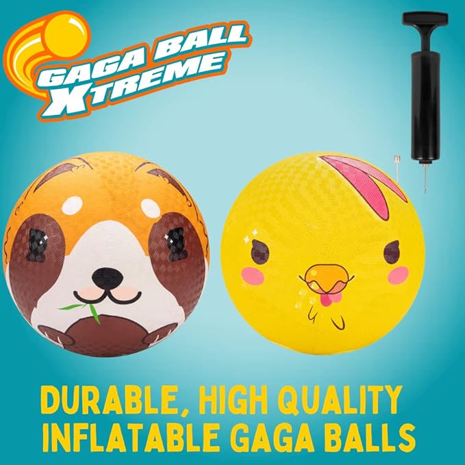 SCS Direct Gaga Ball Playground Balls (8.5 inches) w Air Pump- Durable Rubber Pack for Recess Dodgeball, Kickball, Gagaball Official Play & School -Fun Outdoor Toys & Gifts for Kids