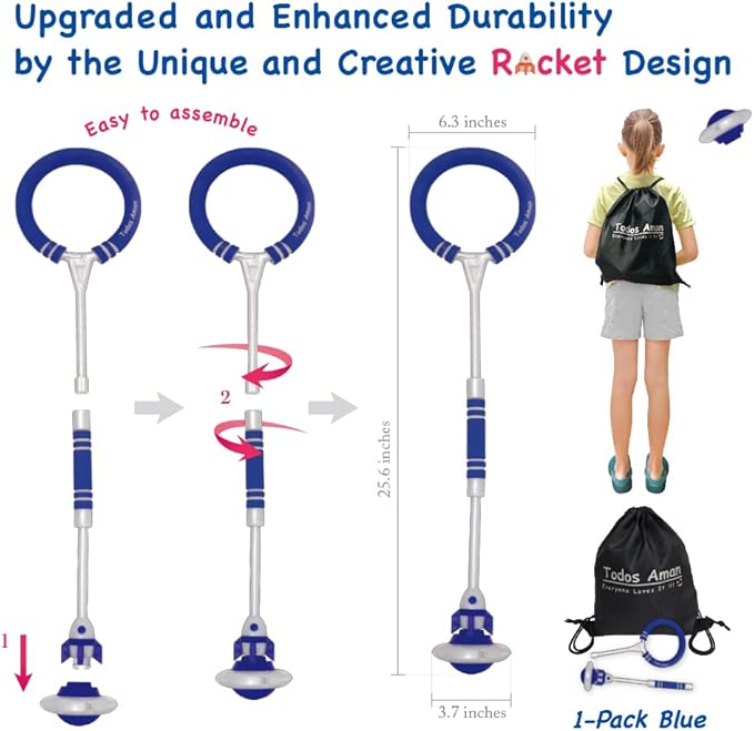 Rocket Flashing LED Ankle Skip Fun Cool Jumping Gift for Ages 5 6 7 8 9 10+ Kids NO Battery Charging Needed Family Exercise Fitness Coordination Balance Extra Energy Burning