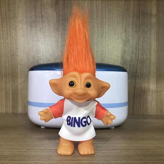 Vintage Troll Dolls,Retro Troll Doll Chromatic Adorable for Collections, School Project, Arts and Crafts, Party Favors - 7.5" Tall(Include The Length of Hair) (Orange)