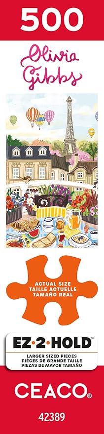Ceaco - EZ2Hold - Olivia Gibbs - Perfect Paris - 500 Piece Jigsaw Puzzle for Adults - Challenging Puzzle Perfect for Game Nights - Finished Size is 26 x 19