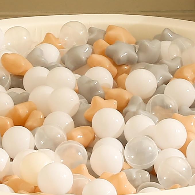 TRENDPLAY Star Ball Pit Balls for Toddlers -50 100 200 Count Star Balls Different Shapes, Non-Toxic Plastic Balls for Safe Play, Boys Girls Festival Party Decoration