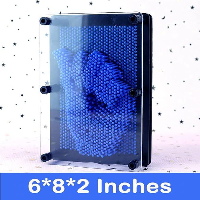 3D Pin Art Intellectual Fun Toy Blue Plastic Pin Art Palm Board Push Pin Toy (Blue-6 x 8 Inches)