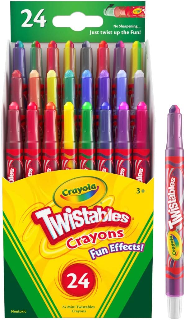 Crayola Twistables Crayons for Kids (24ct) No Sharpen Toddler Coloring Supplies, Less Mess, Easter Basket Stuffers & Gifts for Boys & Girls, Ages 3, 4, 5