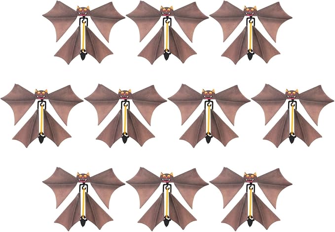 TOYANDONA Flying Bat, 10 Pcs Wind up Bat Toys Funny Surprise Tricky Prop Toys Fake Props Halloween Card Stage Performance Accessory (Random Color)