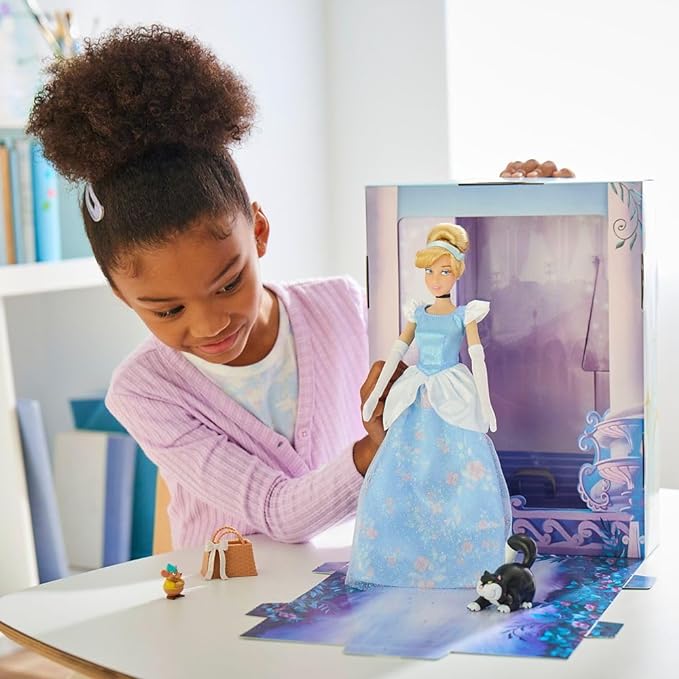 Disney Store Official Cinderella Story Doll - 11 Inches - Includes Coloring Book and Additional Dress, Princess Doll in Classic Outfit, Disney Princess Toys for Girls