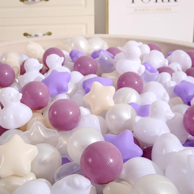 TRENDPLAY Ball Pit Balls Shapes Pastel, Duck Star Shape Non Toxic for Toddlers Kids Baby Girls Boys Dogs Soft Play,Party, 50 100 200