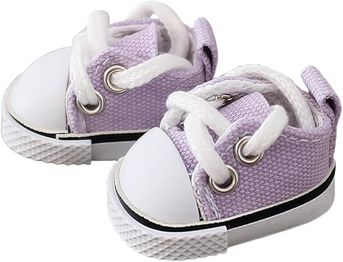 Doll Shoes for Lu bubu 17cm Dolls(No Doll) Accessories, Mini Shoes for Dolls, Cute Canvas Shoes Suitable for 17cm Doll, Dress Up Doll Shoes Replacement Purple