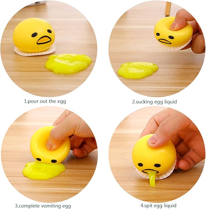 Easter Egg Fillers Vomiting Egg Slime Toy - Funny Prank Squeeze Stress Ball Puking Yolk, Novelty Fidget Relief Toy Gag Gift for Kids Adults, Christmas Stocking Stuffers & Birthday Parties
