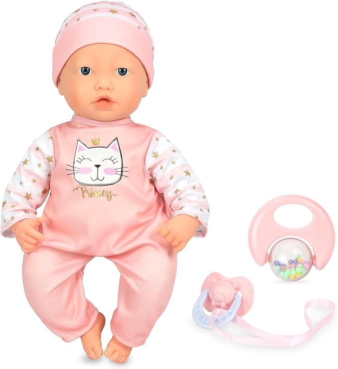 Mother Love Interactive Baby Dolls,16 Inches Dolls with Realistic Sounds and Movements,Talking and Crying Baby Doll with Sound, Soft Cloth Body with Feeding Toy, Dolls for 3+ Year Old Girls