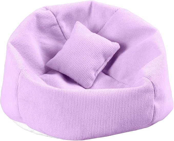 Doll Car Seat Compatible with Labubu, Handmade Bean Bag Chair for 5.9-6.7 inch Doll, Anti-Slip Bottom, Cute Doll Accessories for Display, Fans&Collectors Gifts, Durable Corduroy Fabric (Light Purple)