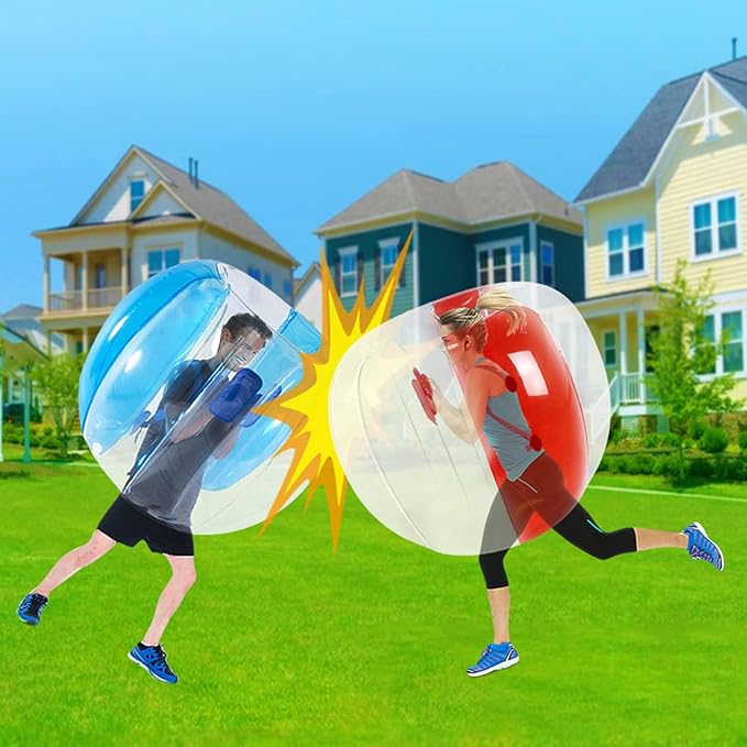 ZHUYNXIR 2 PC Sumo Ball for Adults, Bumper Bounce Balls for Kid, Inflatable Bounce Ball for Kid, Body Zorb Ball for Kids Outdoor Team Gaming Play (48 in,Blue+Red)