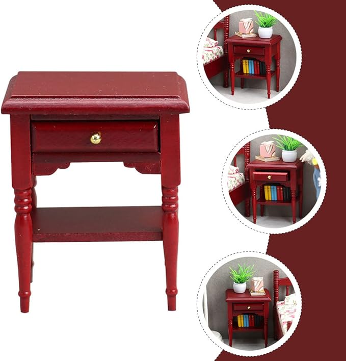 Toyvian Miniature Bedside Table 1 12 Scale Dollhouse Nightstand Model Mini Furniture Accessory for Doll House Decor 2.59X2.08X1.61 Inch
