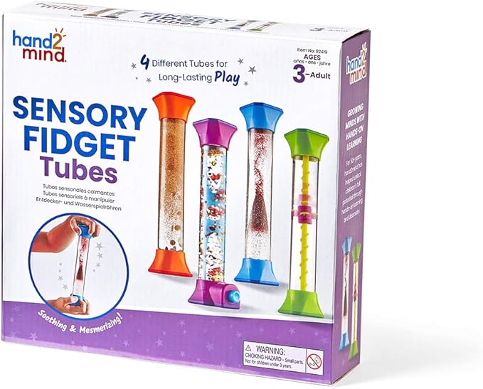 hand2mind Sensory Fidget Tubes, Sensory Toys, Travel Toys, Quiet Fidgets for Classroom, Calm Down Corner Supplies, Anxiety Relief Items for Kids, Toddler Stocking Stuffers, for Kids