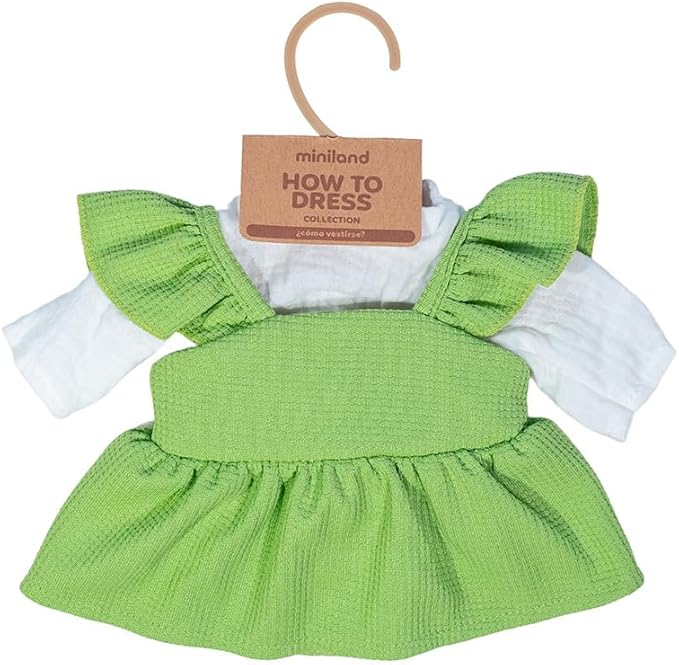Miniland - Clothes for 15 inches Doll, Clothing Accessory for Dolls, Mid-Season Dress and T-Shirt