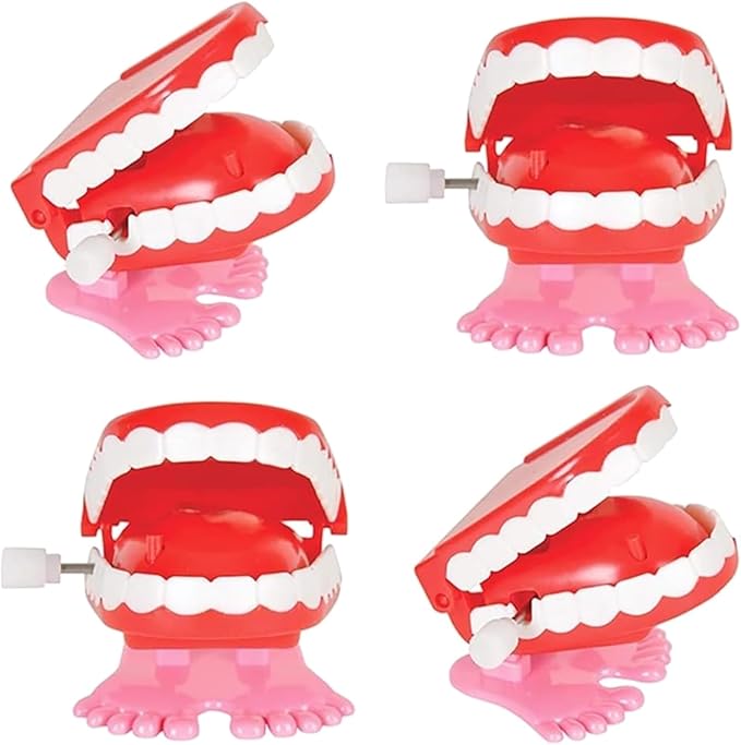 Wind Up Teeth Toy 2-Pack - Ideal Gag Gift for Children's Celebrations and Carnivals