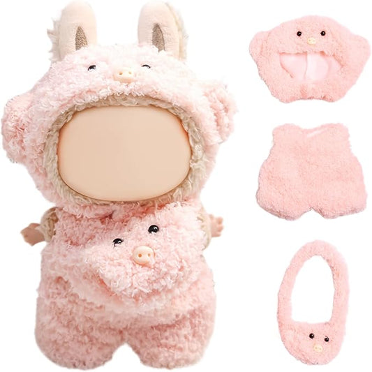 17cm Doll Clothes, Clothes for Dolls Outfit, Accessories for Dolls Clothes,Cute Clothes Set for Doll,No Doll Include (Pink Pig)