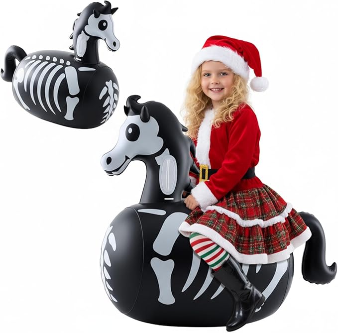 Hiboom 2 Pcs Horse Inflatable Bouncy Toys 51 Inch Large Black Horse Inflatable Hopping Toys Ride On Bouncer Animal Toy for Christmas Girls Boys Hopper Gifts Birthday Party Games Ages 6 and up