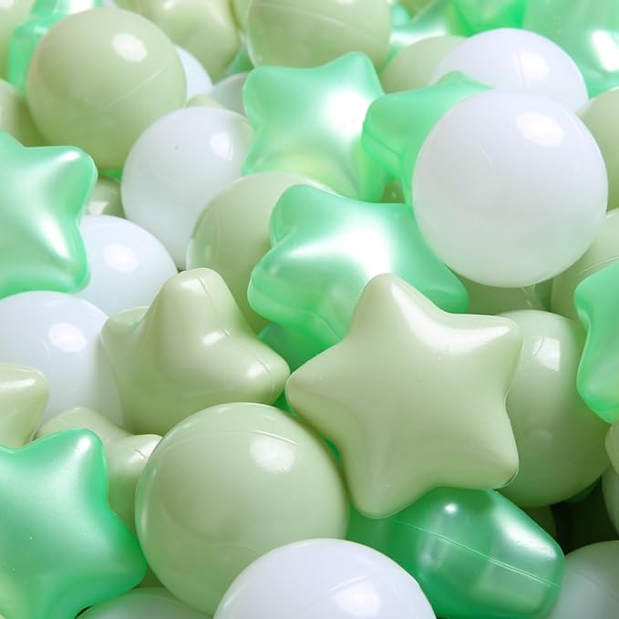TRENDPLAY Star Ball Pit Balls for Toddlers -50 100 200 Count Star Balls Different Shapes, Non-Toxic Plastic Balls for Safe Play, Boys Girls Festival Party Decoration