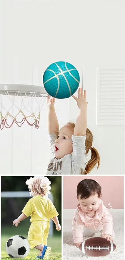 Soft Sports Balls Set for Kids Various Size of Soccer Ball, Basketball, Football,Tennis Ball,Volleyball with Hand Pump