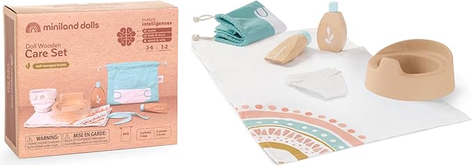 Miniland Doll Wooden Care Set - Quality, ECO, Imaginative